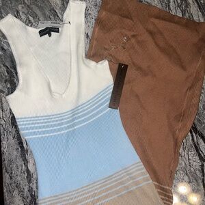 Blue and White Striped Knit Dress